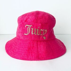 Y2K Juicy Couture Pink Bucket Packable Hat OS Microfiber Terry Street Cute Beach